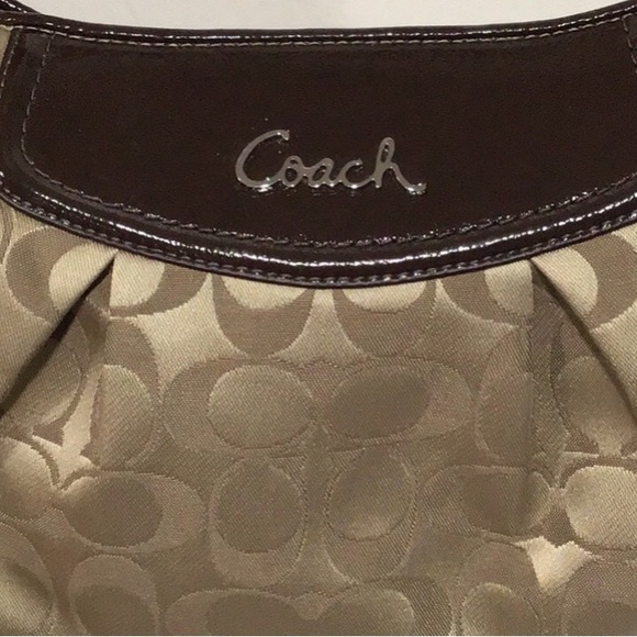 NWT COACH Khaki Ashley Signature Print Hobo Shoulder Bag with Mahogany Accents - Picture 2 of 16